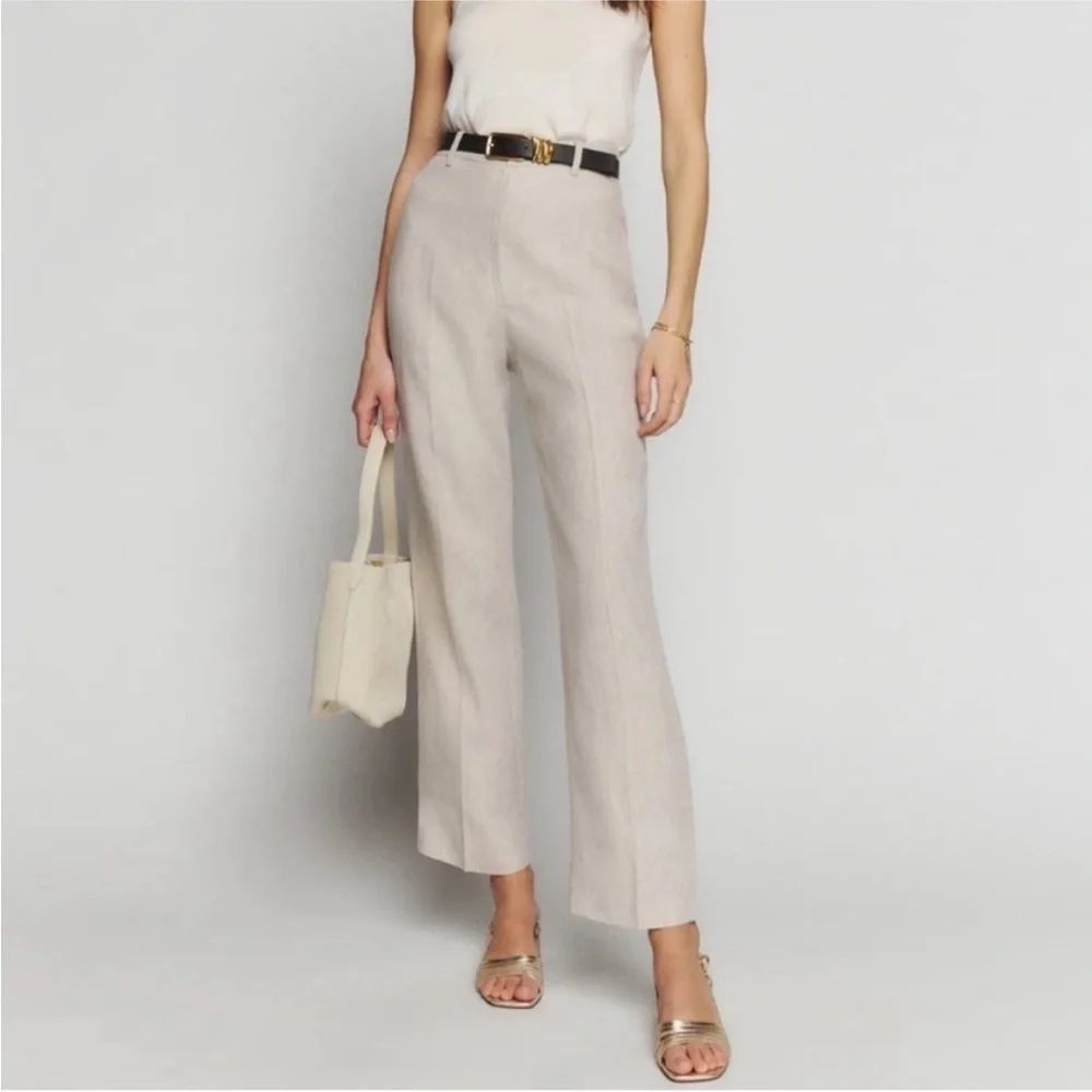 REFORMATION Freddie Wide Leg Linen Trouser Pants
